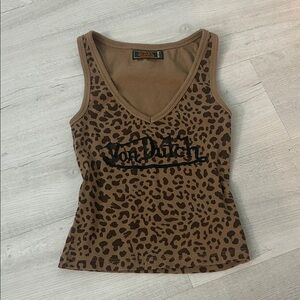 Von Dutch Brown Leopard Print Tank Top